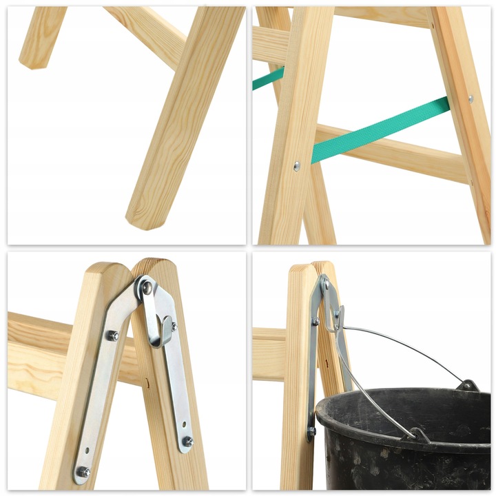 DRABINA DREWNIANA MALARSKA ROZSTAWNA 2x5 SZCZEBLI DWUSTRONNA 150kg