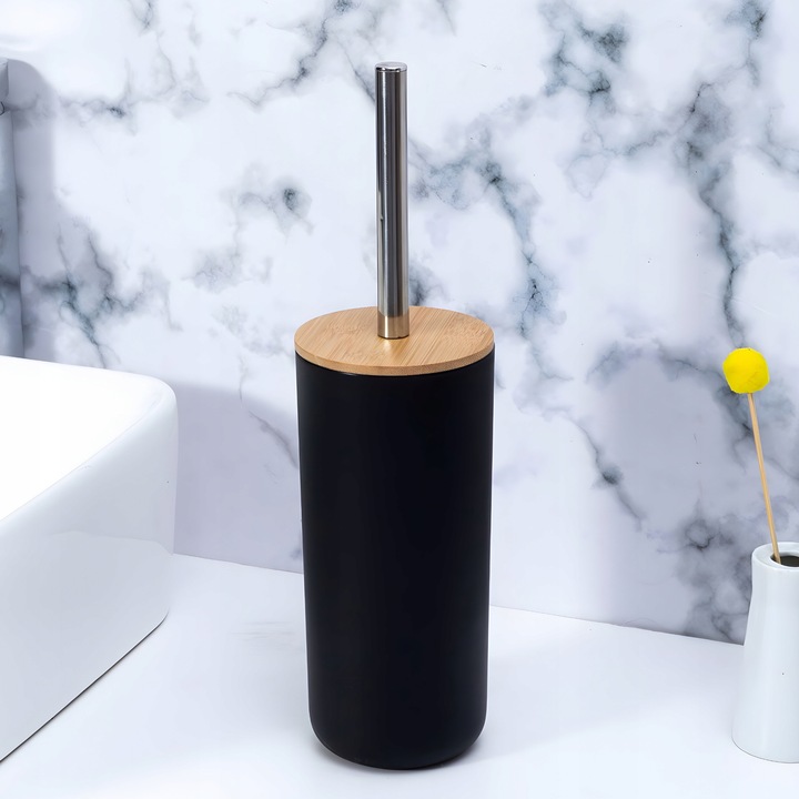 ZESTAW ŁAZIENKOWY 6 ELEMENTÓW AKCESORIA DO WC KOSZ DOZOWNIK CZARNY KOMPLET