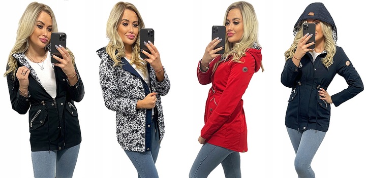 DWUSTRONNA PARKA kurtka Z KAPTUREM 3 KOLORY S