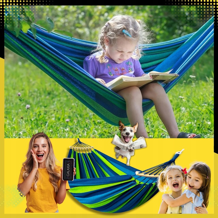 HAMAK OGRODOWY DWUOSOBOWY XXL 260x150 2 Osobowy Turystyczny Z DRĄŻKIEM DUŻY