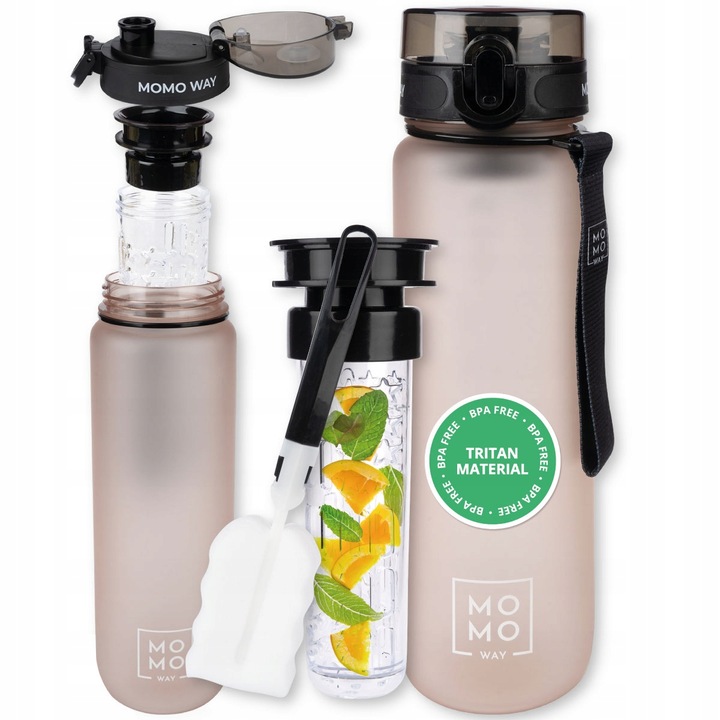 BUTELKA na wodę 1l MOMO WAY BIDON z sitkiem na owoce bpa free tritan