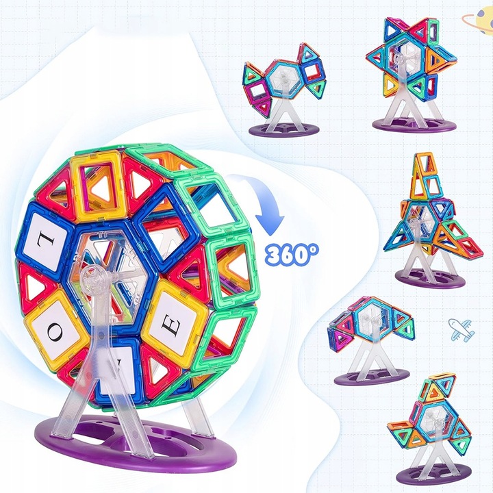 DUŻE KLOCKI MAGNETYCZNE KONSTRUKCYJNE EDUKACYJNE DLA DZIECI 3D 180ELE