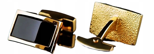 MD luksusowe męskie czarne złote spinki do mankietów koszuli | 18 karatów