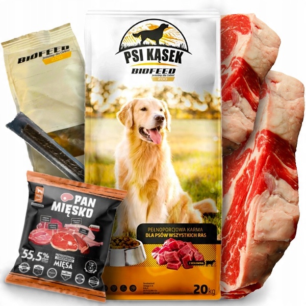 PSI KĄSEK BioFEED Karma dla psa z wołowiną 20kg