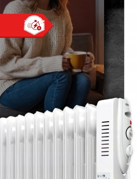 Grzejnik Elektryczny Olejowy Szybko Grzeje 2500W Energooszczędny MOCNY