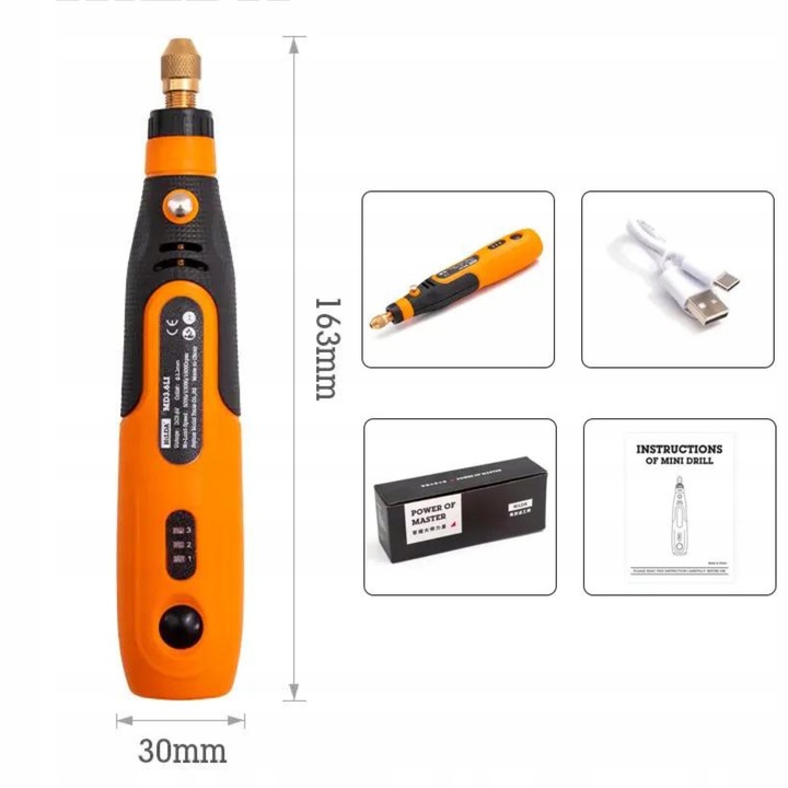 MINI ELEKTRYCZNA SZLIFIERKA WIERTARKA ELEKTRYCZNA POMARAŃCZOWA