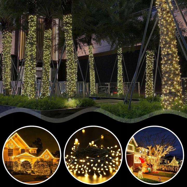 LAMPKI CHOINKOWE ŚWIATEŁKA 500LED ZEWNĘTRZNE WEWNĘTRZNE BIAŁE CIEPŁE 32M