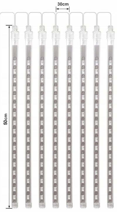 METEORY 50 CM LAMPKI PADAJĄCY ŚNIEG OŚWIETLENIE ŚWIĄTECZNE IP44 SOPLE LED