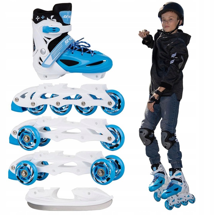 REGULOWANE ŁYŻWOROLKI WROTKI ŁYŻWY DLA DZIECI 4W1 ENERO 30-33 NIEBIESKIE