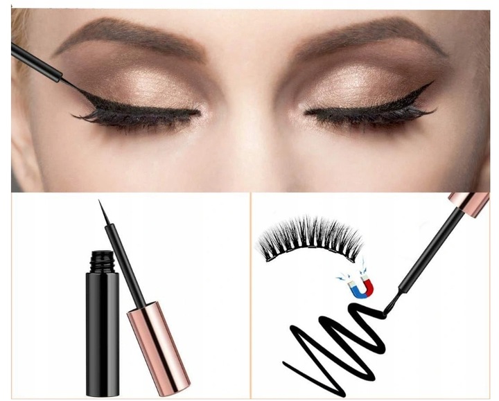 RZĘSY MAGNETYCZNE 7x DŁUGIE 2x EYELINER NATURALNE