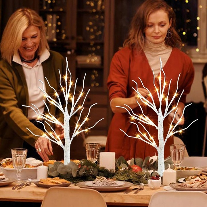 ZESTAW 2 BRZOZOWYCH DEKORACJI LED UNIWERSALNA OZDOBA NA KAŻDĄ PORĘ ROKU