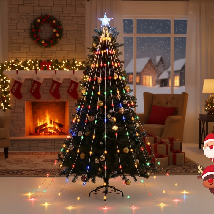 DEKORACJE BOŻONARODZENIOWE, LAMPKI BOŻONARODZENIOWE, 9 PASM, Z 198 LED