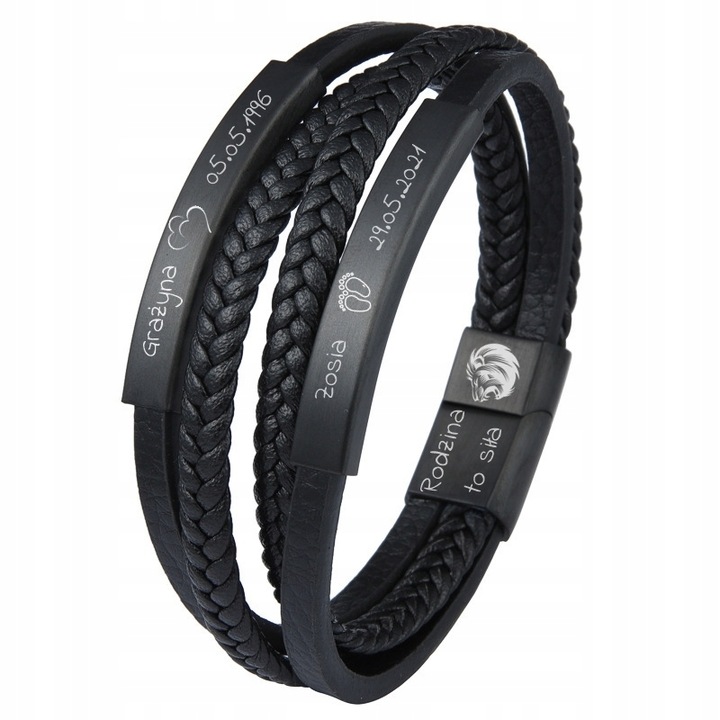 Bransoletka skórzana PODWÓJNA dzień OJCA dla TATY SYNA z GRAWEREM prezent