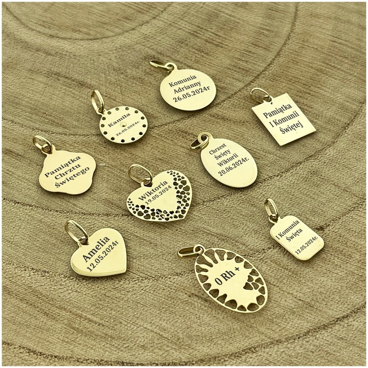 ZŁOTY ŁAŃCUSZEK Z MEDALIKIEM, SREBRO 925/585, DLA CHŁOPCA NA KOMUNIĘ+GRAWER