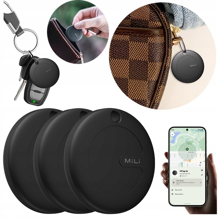 Lokalizator GPS 3xMiTag MiLi ANDROID Bluetooth do plecaka kluczy bagażu psa