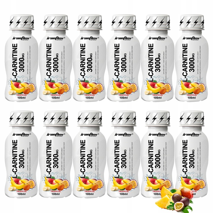 IRONFLEX L-KARNITYNA 3000mg SHOT 12x100ml MOCNY SPALACZ TŁUSZCZU METABOLIZM