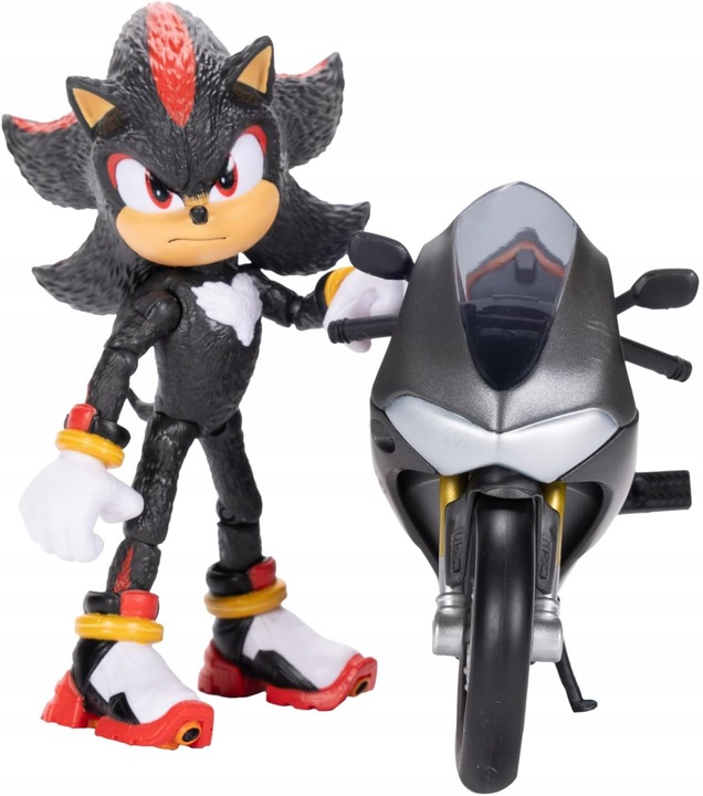 SONIC 3 THE HEDGEHOG FIGURKA SHADOW + CZARNY MOTOCYKL ZESTAW RUCHOME KOŁA
