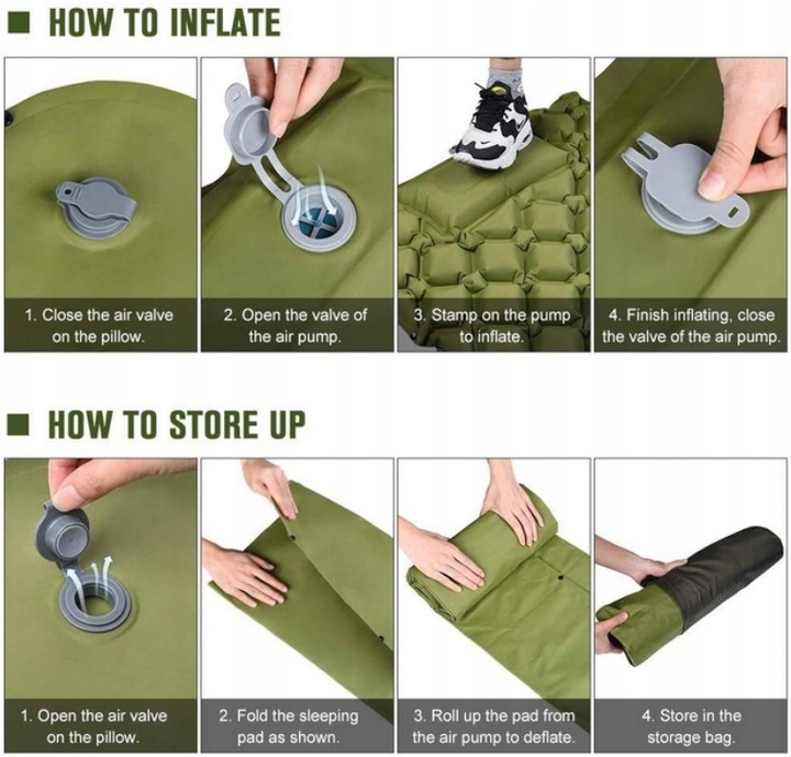DMUCHANA MATA Z WBUDOWANĄ POMPKĄ KARIMATA LEKKI GRUBY WYGODNY MATERAC ŁÓŻKO