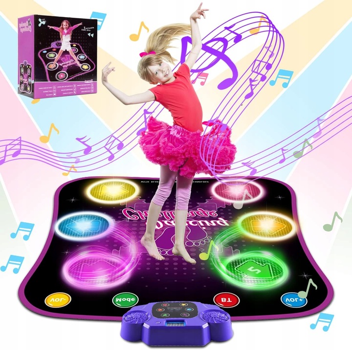 MATA DO TAŃCA DLA DZIECI MUZYKA BLUETOOTH 6 STRZAŁEK ŚWIETLNYCH LED