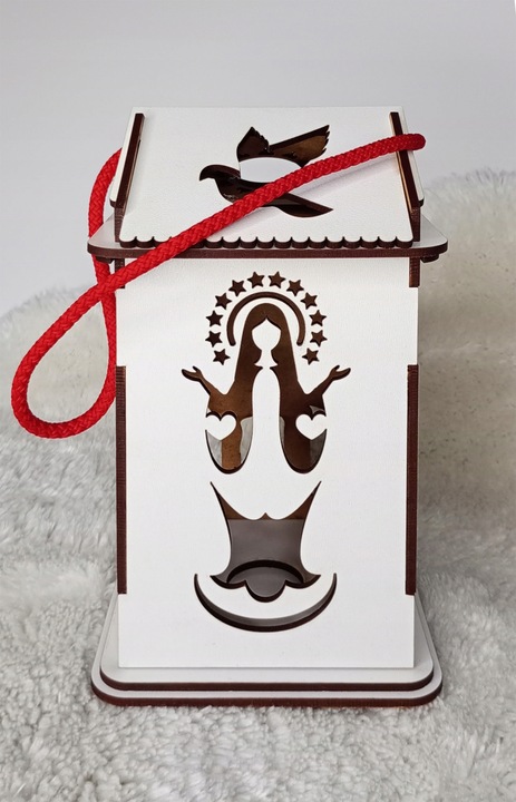 LAMPION ADWENTOWY NA RORATY BIAŁY PODŚWIETLANY