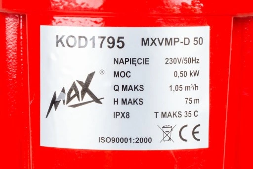 POMPA MEMBRANOWA DOLNOSSĄCA NUREK DO WODY CZYSTEJ