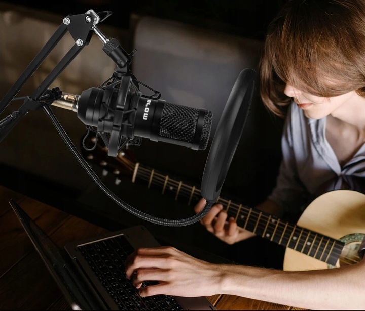 MIKROFON STUDYJNY USB JACK POJEMNOŚCIOWY GAMINGOWY STATYW FILTR DUZY ZESTAW