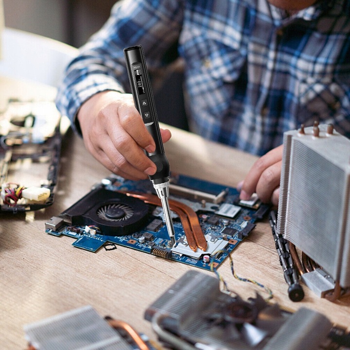 Zestaw precyzyjna lutownica cyfrowa Fnirsi HS-01 65W + groty 6 szt