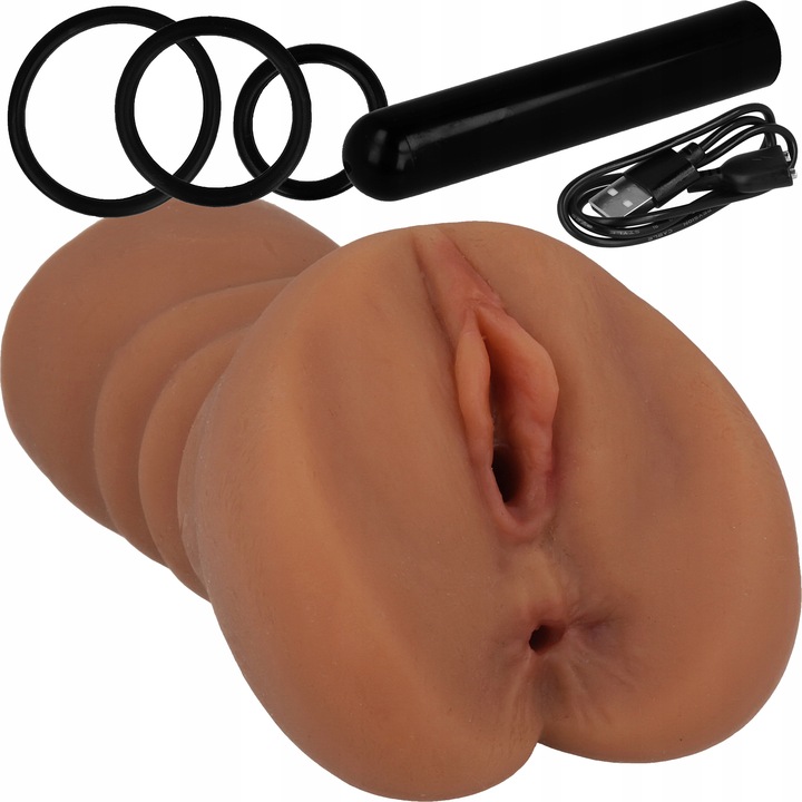 Męski masturbator Pochwa Usta Odbyt i Wibrator ANAL+ 3 PIERŚCIENIE EREKCJA