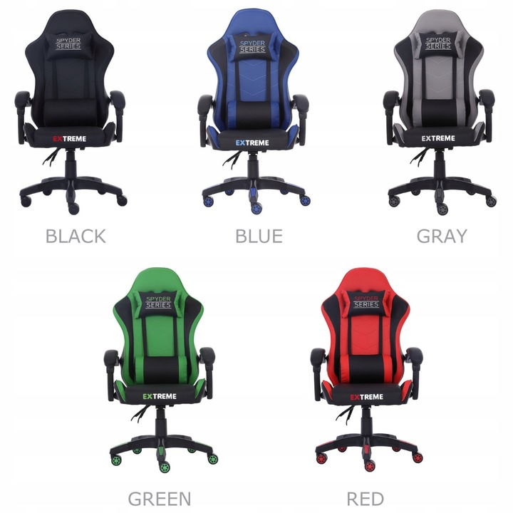 FOTEL GAMINGOWY Extreme SPYDER dla Graczy, regulowane oparcie
