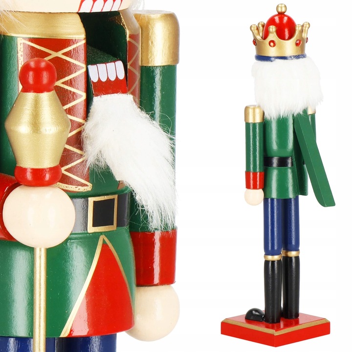 DZIADEK DO ORZECHÓW DREWNIANY ozdoba świąteczna XXL figurka PREMIUM 38 cm