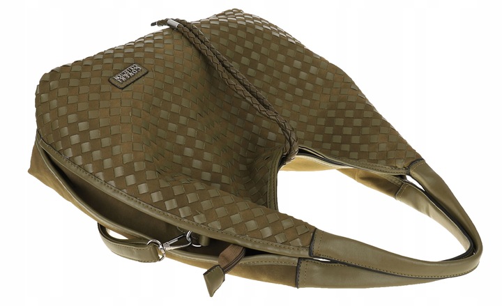 Torebka damska worek na ramię A4 elegancka pleciona pojemna CC6592 Zielona