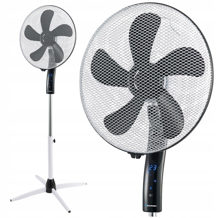 CICHY MOCNY WENTYLATOR WIATRAK PODŁOGOWY BLAUPUNKT ASF701 40dB 55W PILOT