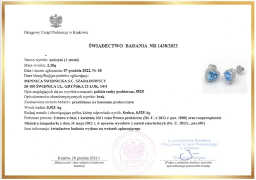 Mennica Świdnicka - Serca Zestaw Prezent na Urodziny Komplet Srebro