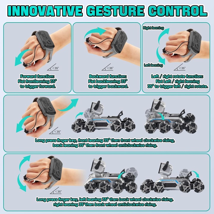 SAMOCHÓD ZDALNIE STEROWANY GESTAMI 2 PILOTY samochód PŁYWAJĄCY kaskaderski