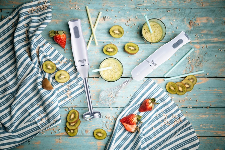 Blender Ręczny Wielofunkcyjny Mikser Biały Mocny Turbo Robot Zestaw 800W