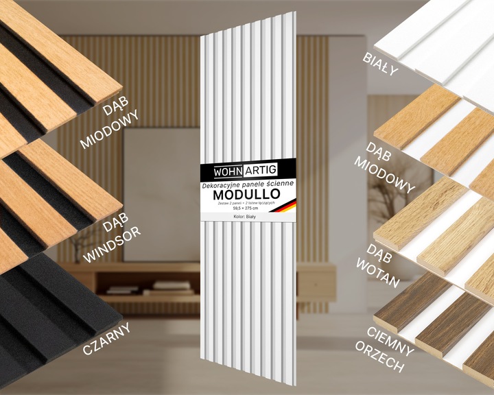 Lamele na białej płycie HDF - zestaw 59,5 cm x 275 cm - Biały 910