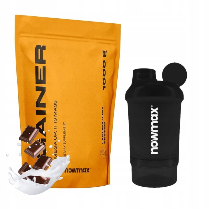 nowmax MEGA UP GAINER 1000g NA MASĘ MIKS WITAMIN + SHAKER NANO 300 ml