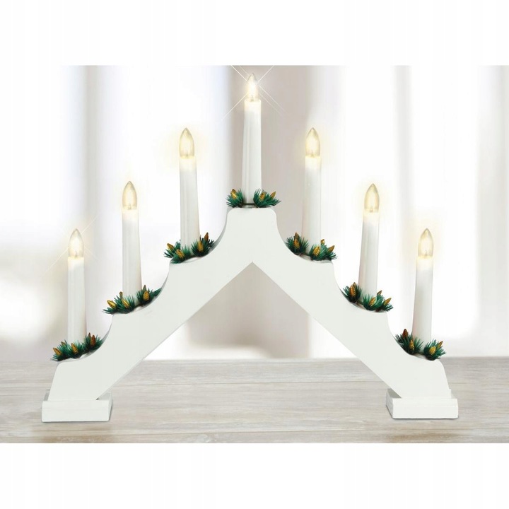 ŚWIĄTECZNY ŚWIECZNIK ADWENTOWY OZDOBA DEKORACJA ŚWIECZKI LAMPKI 7 LED TIMER