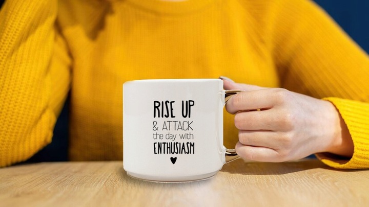 kubki Kubek szeroki złote ucho 400 ml z nadrukiem fotokubek zdjęcie prezent