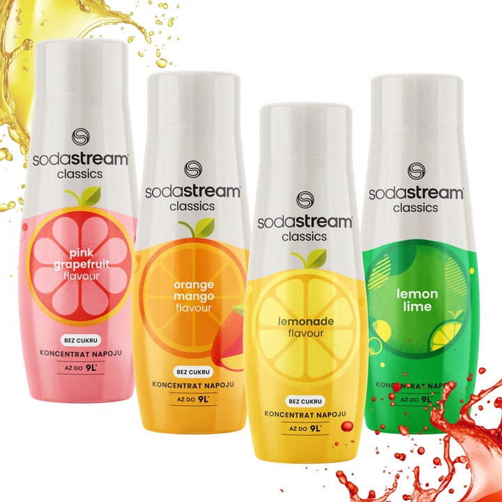 Zestaw syropów smakowych SodaStream koncentrat sok do saturatora 4x 440ml