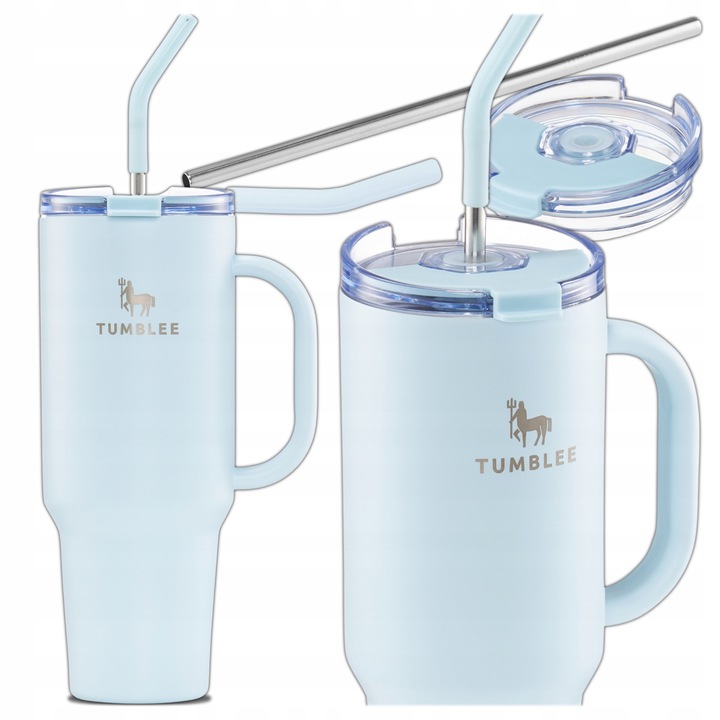 KUBEK TERMICZNY ZE SŁOMKĄ NA KAWĘ HERBATĘ DO SAMOCHODU SZCZELNY 1200 ml