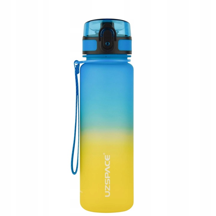 BIDON NA WODĘ 1L BUTELKA Z MIARKĄ MOTYWACYJNĄ TRITAN NIEBIESKO-ŻÓŁTA