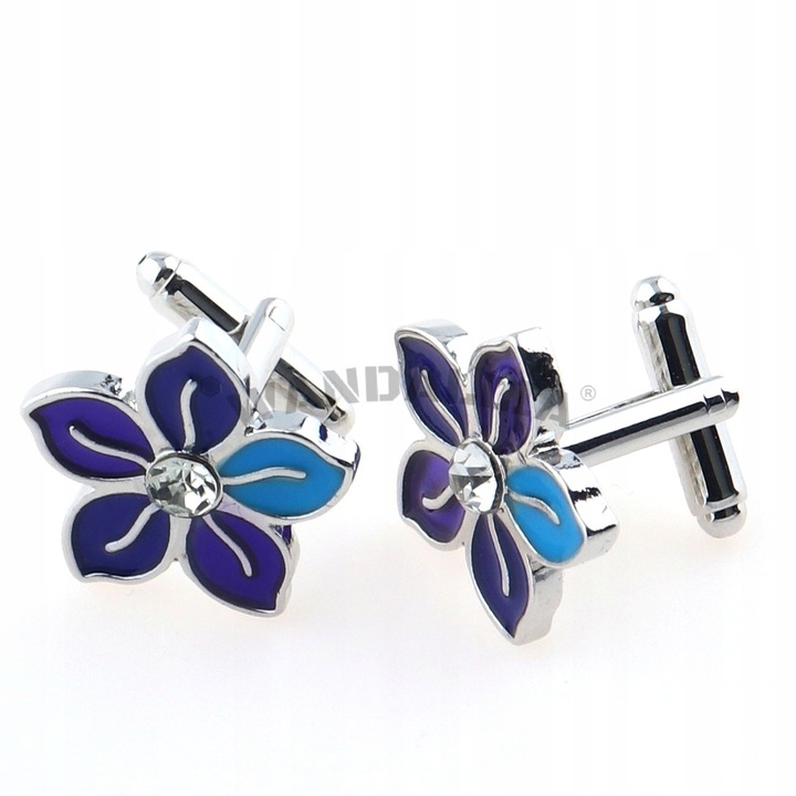 WANDALLIA Spinki do mankietów SP-MN-34 Tematyczne Kwiaty Stokrotki Srebrne