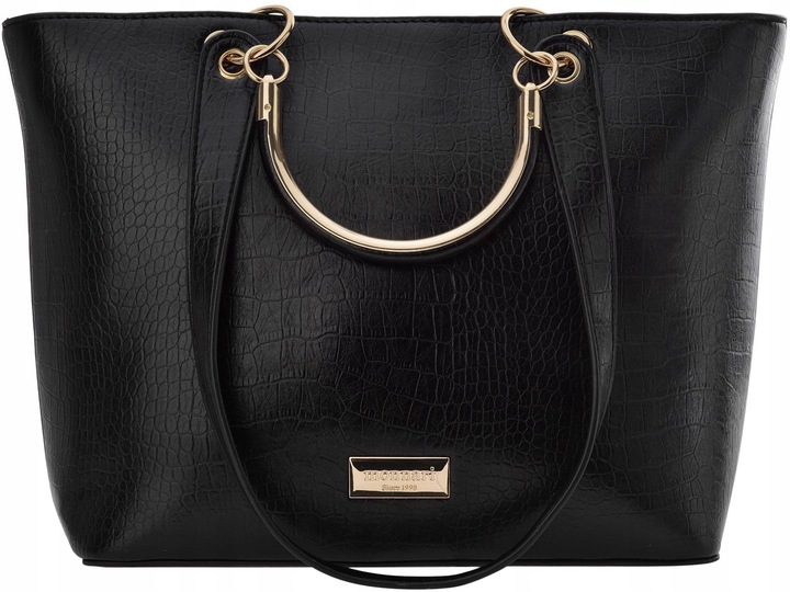 Duża Torebka Monnari Klasyczna Torba Damska Łódka Shopper Aktówka Czarna A4