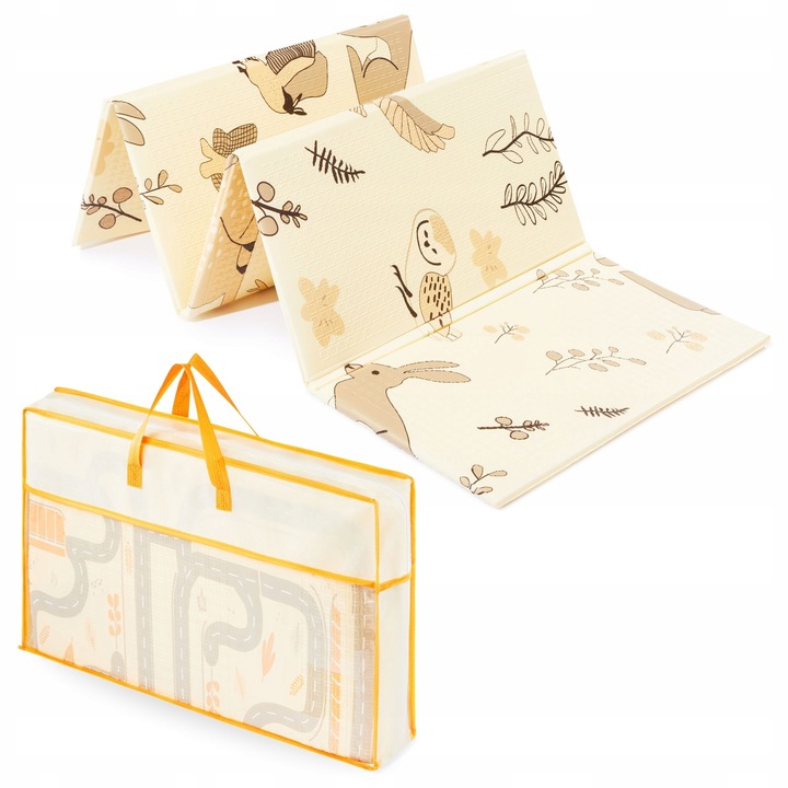 MamaBrum dwustronna składana mata piankowa dywan 120x180x1 Boho/Beż R17