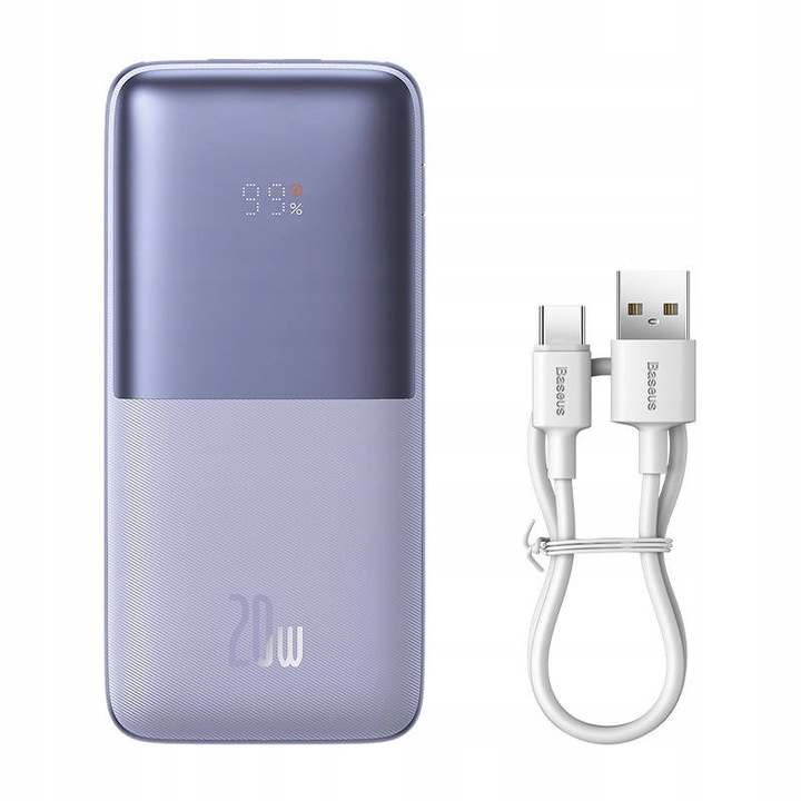 BASEUS POWER BANK PODRÓŻNY 10000 MAH 2X USB USB-C QC 3.0 20W Z KABLEM USB