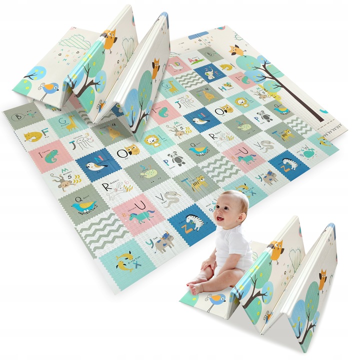 Mata piankowa składana dwustronna duża edukacyjna dla dzieci XPE 180x200 cm