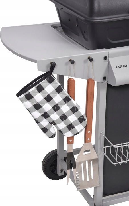 GRILL GAZOWY OGRODOWY BAVEN 2 PALNIKI, 5,5KW Z POKRYWĄ Z TERMOMETREM LUND