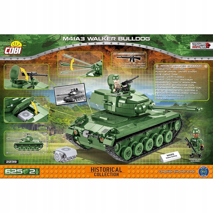 Klocki COBI-2239 Amerykański Czołg M41A3 WALKER BULLDOG