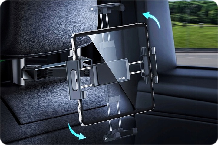 REGULOWANY UCHWYT SAMOCHODOWY HOLDER TRZYMAK NA TABLET TELEFON NA ZAGŁÓWEK